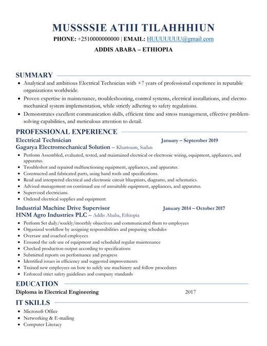 ATS CV template — English